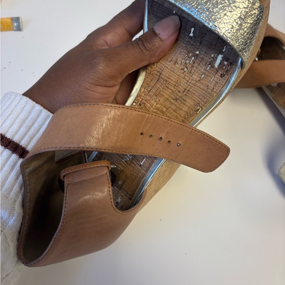 Malibu Metallic Silver and Tan Wedges - Picture 5 of 6